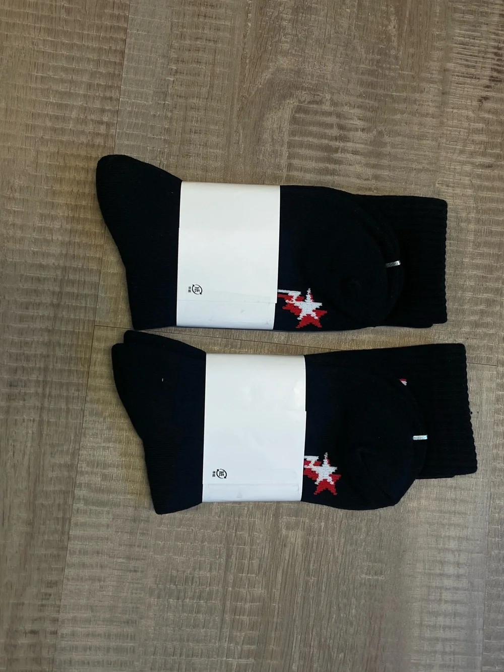 A Bathing Ape Black Crew Socks with Red & White Logo - Pack of 2